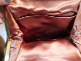 Vintage  Glove Soft Suede Leather Clutch Bag Purse Satchel BROWN Boho