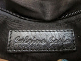 SABRINA SCALA Leather Stitch Hobo Shoulder Bag Satchel Purse BLACK Hippie BROWN