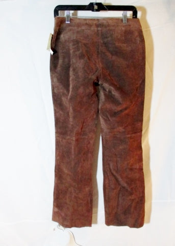 NEW NWT Womens SUTTON STUDIO PETITE Suede Leather Pant BROWN 8