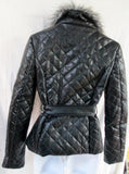 NEW Womens MANDEE Faux Fur Leather Vegan Jacket Coat BLACK S