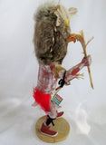 Handmade 16" KACHINA DOLL NATIVE AMERICAN Indian Fur OWL BIRD Feather Shell