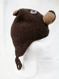 Infant Girls Boys Toddler Baby ARTESANIA Knit KIDS Ear Flap HAT BROWN BEAR Alpaca