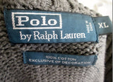 Mens POLO RALPH LAUREN Knit Ski Holiday Wool SWEATER Top Half Zip XL GRAY GREY