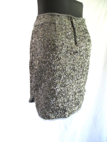 NEW NWT ZADIG VOLTAIRE JASMINA PAILLETT Sequin Skirt 36 Silver DELUXE