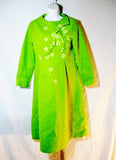NEW WOMENS QILI Midi Wool dress STYLEWE GREEN FLORAL S Hand Painted AVOCADO