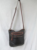 THE SAK Distress Leather Hobo Tassel Bag Bucket Satchel Crossbody BROWN