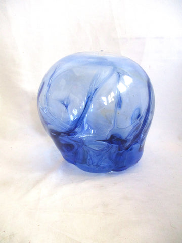Vintage BRAMHALL WITCH GLOBE BALL BLOWN Art Glass Blue Art
