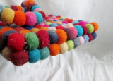 Handmade Boiled Wool Vegan POM POM Crossbody Shoulder Bag COLORFUL Multi-Color