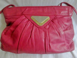 Vtg LETISSE leather hobo satchel shoulder bag crossbody BERRY PINK M Rouche