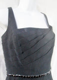 WOMENS CARMEN MARC VALVO Dress Sleeveless Gown 12 BLACK Jet Glass Belt