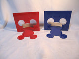 Set Lot 2 Metal MICKEY MOUSE Michael Graves BOOKEND PAIR Red Blue