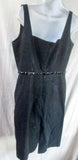 WOMENS CARMEN MARC VALVO Dress Sleeveless Gown 12 BLACK Jet Glass Belt