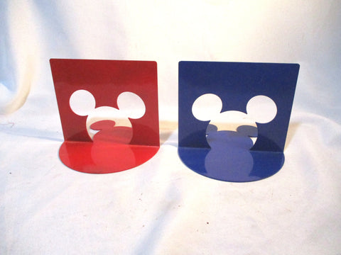 Set Lot 2 Metal MICKEY MOUSE Michael Graves BOOKEND PAIR Red Blue