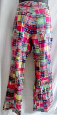 Womens TAILOR NEW YORK Casual Cotton Cropped Pants MADRAS PLAID 8 Preppie