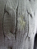 Womens RALPH LAUREN SPORT Cardigan Crewneck Cable Knit Top Sweater M OLIVE GREEN