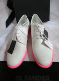 NEW JIL SANDER MEMPHIS BIANCO Shoe Loafer 36 / 6 PINK WHITE Patent Leather Derby