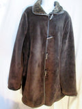 Womens DENNIS BASSO Vegan LEOPARD Faux Fur jacket coat BROWN XL
