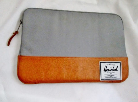 Herschel 13.5" Laptop Macbook Sleeve Case Cover Bag GRAY BROWN Sleeve Tablet Case