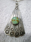 Signed AJC Cleveland 925 STERLING SILVER NAVAJO Necklace Turquoise Southwestern Cowgirl