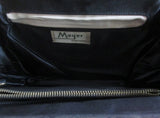 Vtg MAYER NEW YORK  Suede leather satchel clutch bag purse BLACK SWAN GOLD DUCK