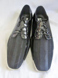 Mens Hugo Vitelli Tuxedo Dress Shoes Fabric STRIPE Metal 10.5 BLACK
