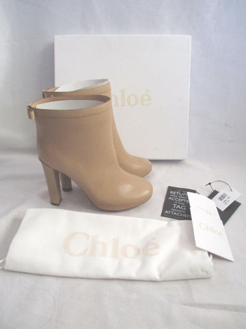 NEW CHLOE TALCO CALF Leather Bootie Ankle Boot 36 TAUPE NIB High Heel