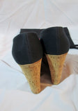 NEW WALTER STEIGER PLATFORM WEDGE Cork Heel Shoe Sandal 36 / 6 BLACK