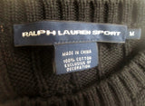 Womens RALPH LAUREN SPORT Crewneck Cable Knit Top Sweater M BLACK