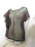 NEW DRIES VAN NOTEN 100% Silk Ruffle Blouse Top Shirt 42 SHEER PLAID TARTAN