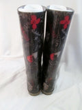 Womens COACH POPPY Gumboots Wellies Rain Boots Rainboots Foul Weather 7 BLACK HEART