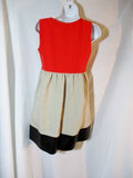 NEW NWT CELINE Color Block Linen Leather Silk Short Dress 38 / 6 Orange BEIGE BLACK Womens