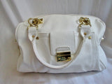 OLIVIA + JOY ZIP Vegan Faux Leather TOTE satchel shoulder bag duffle WHITE briefcase
