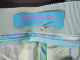 NEW MATTHEW WILLIAMSON Silk Cropped Pants 10 AQUA Blue SNAKE Trousers