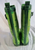 Womens  CAPELLI NEW YORK TURTLE ANIMAL PRINT Wellies Rain Boots Gumboots 8 GREEN