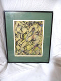 Signed Vintage Abstract Nude WATERCOLOR PAINTING Frame Picture ART