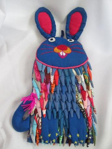 BUNNY RABBIT Textured Embroidered POT HOLDER DISH TOWEL Oven Mitt Kitchen Baking COLORFUL