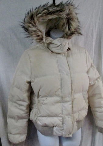 Womens AEO AMERICAN EAGLE OUTFITTERS Puffer Jacket Coat Hood Down Ski M WHITE