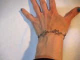 Hammered Arts & Crafts Floral Hinged SILVER BRACELET Jewelry Boho Hippie