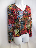 SNOSKINS Textured Collage Patch Long Sleeve Top Shirt XL BLACK Boho