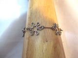 Hammered Arts & Crafts Floral Hinged SILVER BRACELET Jewelry Boho Hippie