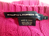 Womens RALPH LAUREN SPORT Crewneck Cable Knit Top Sweater S RASPBERRY PURPLE