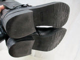 Womens NINE WEST Leather HARNESS Moto Rocker BOOTS Shoes BLACK 8.5 Riding