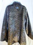 Womens DENNIS BASSO Vegan LEOPARD Faux Fur jacket coat BROWN XL