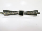 Vintage SILVER TIE STICK BAR BROOCH PIN MARCASITE Noveau Deco Jewelry Black 1.75"