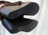 Womens BCBG Suede Sherpa Mukluk Wedge BOOTS Shoes BROWN 7.5 High Heel