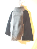 NEW GIULIANO FUJIWARA Sweater PONCHO GRAY BLACK 48 Womens