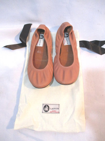 LANVIN PARIS Leather Ballet Flat Shoe 36.5 CLAY PUTTY BROWN