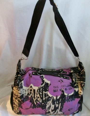 ANDY WARHOL Canvas Duffle Bag Travel Carry-On Overnighter Luggage BLACK PURPLE