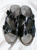 Womens MEPHISTO AIR-RELAX Patent Leather Sandals 36 / 5.5 BUCKLE Clogs Shoes Slip-On