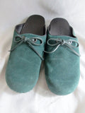 Womens LAND'S END SUEDE Leather Clog Shoe Slip-On Loafer Comfort GREEN 7 Mule
